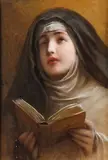 Continental School, A Nun in Prayer, Watercolor and gouache