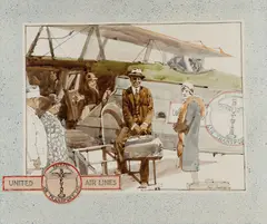 Roy Andersen, A Boeing/United Airlines Nostalgic Illustration -, Pen, ink and watercolor on illustration board