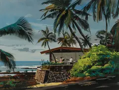 Thomas Hoyne, A Swank Hawaiian Seaside Resort -, Watercolor and gouache on illustration board