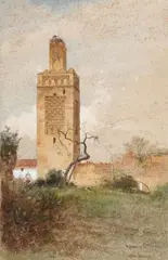 Robert Swain Gifford, The Sidi Hassan Mosque, Tlemcen, Algeria -, Watercolor heightened with gouache on paper