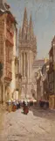 Samuel Colman, The Cathedral at Quimper, France -, Watercolor heightened with gouache on paper