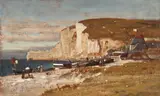 Samuel Colman, The Cliffs of Etretat, Normandy, France -, Oil on canvas (unstretched)