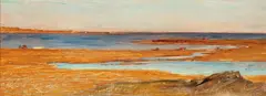 Samuel Colman, Tide Waters, Oil on canvas board