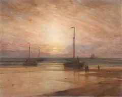 The Coast of Holland at Sunset - by Samuel Colman, Oil on canvas, sold Jun 2017