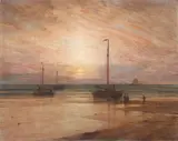 Samuel Colman, The Coast of Holland at Sunset -, Oil on canvas