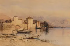 Samuel Colman, On Lake Lugarno, Italy -, Watercolor on paper