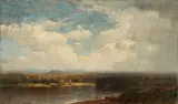 Samuel Colman, Hudson River Valley Landscape, Oil on cardstock