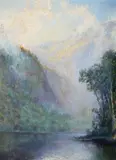 George Parker, Impressionistic Spring Valley Gorge Landscape, Oil on canvas