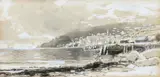 Coastal Scene by Alfred Thompson Bricher, Watercolor and gouache in grisaille, offered Jun 2017