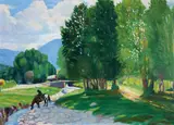 Joseph Fleck, Taos Landscape, Oil on board