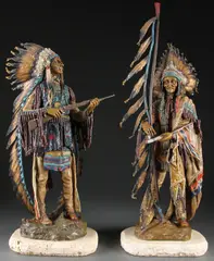 Carl Kauba, War and Peace -, Bronze with polychroming on carved rock bases
