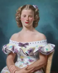 Eugene Speicher, Portrait of a Young Woman in a Flower Dress -, Oil on canvas