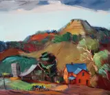 Dewey Albinson, Farm Scene and Farm Yard -, Both oil on canvas