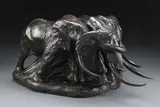 Carl Akeley, The Wounded Comrade -, Bronze with dark brown patina