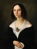 Johann Wirtz, Portrait of a Woman in Curls and Lace Collar -, Oil on canvas laid down on wood