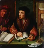 Quentin Matsys, The Money Changer, Oil on oak wood panel