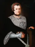 Continental School, Portrait of a Woman with Bonnet, Lace Collar, and Holding a Book of Hours -, Oil on canvas