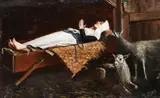 A Female Saint in a Manger in Eternal Repose by Continental School, Oil on wood panel, sold Jun 2017