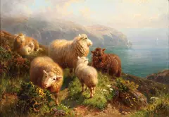 William R.C. Watson, On the Cliff, Cornwall -, Oil on artist board