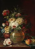 Charles O. Gebauer, Still Life with Florals, Oil on canvas laid down