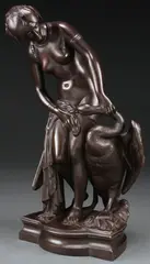 James Pradier, Leda and the Swan, Bronze with dark brown patina