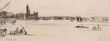 Old Westminster Bridge and Billingsgate - by James Abbott McNeill Whistler, Etching and drypoint, sold Jun 2017