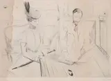 Paul César Helleu, Print Connoisseurs, Woman Sleeping on a Sofa, and Madame Helleu Devant Les Dessins de Watteau au Louvre (Madame Helleu Before the Watteau Drawings in the Louvre) -