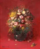 Mozart Rottmann, Floral Bouquet, Oil on panel