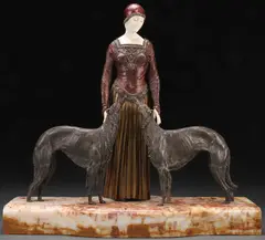 Friends Forever by Dimitri Haralamb Chiparus, Bronze with polychroming and carved ivory features on polished onyx base, sold Jun 2017