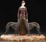 Dimitri Haralamb Chiparus, Friends Forever, Bronze with polychroming and carved ivory features on polished onyx base