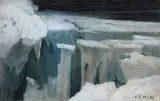 Alexander Alexeyevich Borisov, Polar Glaciers -, Oil on canvas board