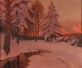Mikhail Markianovich Germachev, Winter Glow, Oil on canvas