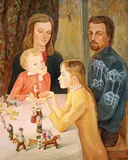 Toy From Grandma Yulia - by Gnnady Alexandrovich Kulishov, Oil on board, offered Jun 2017