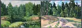 Road to the Forest, 1975 and Summer Forest, 2001 - by Vasily Pavlovich Borisenkov, Both oil on artist board, sold Jun 2017