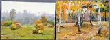 Nikolai Ulianov, Autumn Forest, 1961 and Early Autumn, 1958 -, Both oil on artist board