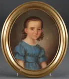 Portrait of a Girl in Blue by American School, Oil on canvas, sold Mar 2017