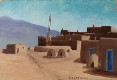 Albert Lujan, Taos, Oil on board