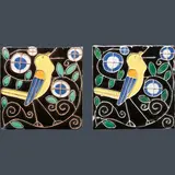 Bertold Löffler, Pair of tiles "Fliesen mit Vogel