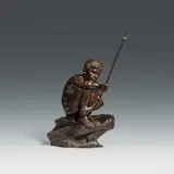 Hans Müller, Fishing boy, bronze, patinated dark; signed on the back "h. Müller"