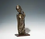 Hagenauer, African woman, bronze, patinated; wooden base;marked on the bottom with "WHW"