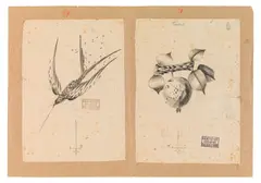 Dagobert Peche, Draft drawings, pencil on paper; 1 signed "Peche", each marked with company stamp and numbered "17" and "18"