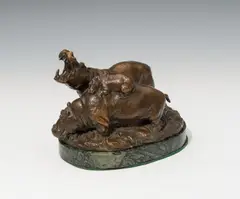 Otto Jarl, Nilpferdfamilie, Erzgießerei AG, Vienna, late 19th century