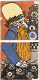 Bertold Löffler, Pair of tiles with dwarf