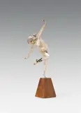 Claire Jeanne Roberte Colinet, Snake dancer, silver plated bronze; marble base; signed on the reverse of the base "Cl.J.R.COLINET"; base partly bumped