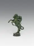 Bruno Zach, Native American on a horse "Indianer zu Pferd, bronze, patinated green; signed on top of the plinth "Pr. Zach."; marble base