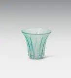René Lalique, Vase "Font Romeu, colourless pressed glass, patinated blue, partly matted; signed on the bottom "R. LALIQUE"