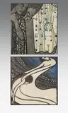 Mileva Roller, 2 Unused designs for Ver Sacrum, woodcut on transparent paper, framed