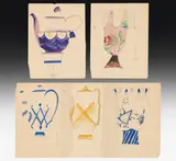 Dagobert Peche, 5 Watercolour objects designs