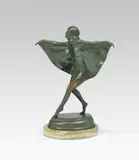 Josef Lorenzl, Captive bird "Gefangener Vogel" (Niddy Impekoven), bronze, patinated; onyx base; signed on the plinth "LORENZL"