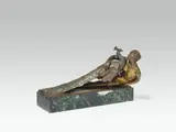 Bruno Zach, The Royal Embrace, bronze, cold-painted; marble base; inscribed on the upper side of the plinth "Vienna", "BZ" and "1920"